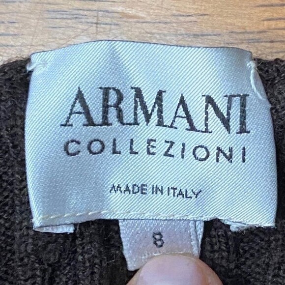 Vtg Armani Collezioni Cable Knit Virgin Wool Sweater Vest Brown Made in Italy 8 - Picture 4 of 8